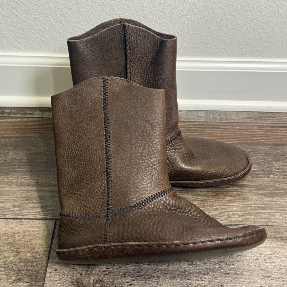 Sundance Boots Brown Mens US 11 Mid Calf Textured Leather Contrast Stitching - Picture 3 of 9